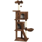 PawHut - Arbre à chat 63 po avec poteaux à griffer en sisal, condos - motif léopard-Comprend un condo, un hamac et des plateformes, répondant à tous les besoins de votre chat 