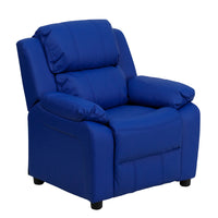 Flash Furniture – Fauteuil en vinyle inclinable pour enfant avec espace de rangement, style contemporain, bleu-Fauteuil inclinable taille enfant