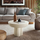 Modway Caspian Round Concrete Coffee Table - White-MDF Construction