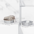 PawHut Stainless Steel Pan Tray Cat Litter Box with Lid and Scoop-Front-low, back-high lid design allows easy cat access 