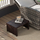 Outsunny - Pouf d’extérieur en osier avec coussins amovibles, kaki-Boutons à bascule en corne pour maintenir les coussins en place