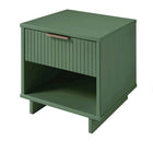 Manhattan Comfort Granville 18.11" Modern 1-Drawer Nightstand 2-Piece Set - Sage Green-Open Contemporary Mop Base Side Legs. Adding Seamless Fashion Design and Durability