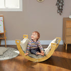 Qaba - Jouet d’escalade 3 en 1 avec arche et échelle en bois pour tout-petits - bois naturel-Coussin doux inclus pour plus de confort 