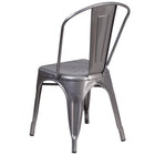 Flash Furniture Clear Coated Metal Indoor Stackable Chair-Curved Back with Vertical Slat