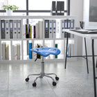 Flash Furniture Vibrant Bright Blue Tractor Seat & Chrome Stool-5.5'' Height Range Adjustment