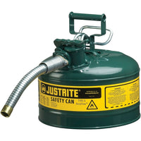 Justrite Type II AccuFlow Safety Cans, 1" x 11 1/2" x 12", Green-AccuFlow™ exclusive Safe-Squeeze® trigger mechanism allows for smooth flow and accurate pouring