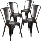 Flash Furniture Chaise empilable intérieure / extérieure en métal doré noir antique de qualité commerciale-Quantité de pile: 8