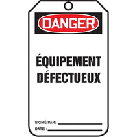 Accuform Signs - Étiquettes De Verrouillage, Papier Cartonné, 3-1/8po La X 5-7/8po H, Français, paquet de 25-Hauteur 5-7/8po
