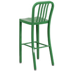 Flash Furniture 30" High Green Metal Indoor-Outdoor Barstool with Vertical Slat Back-Green Powder Coat Finish