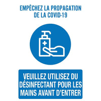 Mark Maker French Re-Stick Cling Vinyl 12" x 18" - Empechez La Propagation, Veuliez Utilisez Du Desinfecatant Pour Les Mains-French Re-Stick Cling Vinyl