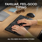 Logitech MK670 Wave Keys Keyboard and Mouse Combo - Graphite-More palm support, less pressure: A cushioned palm rest with memory foam gives you more wrist support throughout the day 