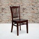 Flash Furniture HERCULES Series Vertical Slat Back Mahogany Wood Restaurant Chair-Solid European Beech Hardwood Construction