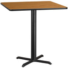Flash Furniture 42" Square Natural Laminate Table Top with 33" x 33" Bar Height Table Base-Bar Height Hospitality Table