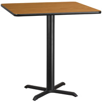 Flash Furniture – Table bistro carrée en stratifié au fini naturel de 42 po avec base de 33 x 33 po (XUNT4242T3333B)-Table d'hospitalité à hauteur de bar