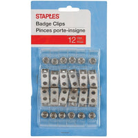 Staples  - Pinces pour badge d'identification - paquet de 12-Pinces crocodiles en métal à usage moyen pour tenir les porte-badges
