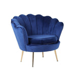Plata Import Velvet Lounge Chair - Gold Legs-Blue velvet