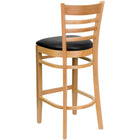 Flash Furniture HERCULES Series Ladder Back Natural Wood Restaurant Barstool - Black Vinyl Seat-Black Vinyl Upholstered Seat