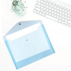 JAM Paper Enveloppes en plastique quadrillé avec fermeture à bouton pression, 9 3/4 x 13 po, bleu, 12/paquet-Ouverture : Livret