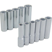 Gray Tools 11 Piece 3/8" Drive 12 Point Metric, Deep Chrome Socket Set, 9mm-19mm-Contains Sizes: 9, 10, 11, 12, 13, 14, 15, 16, 17, 18, 19mm.