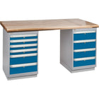 Kleton Pre-Designed Workbenches, Dual Drawers, 2500 Lbs. Cap., 60" W x 36" D, 34" H (FG620)-Capacity: 2500 lbs.