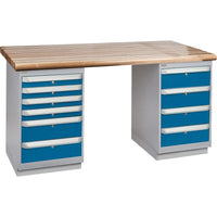Kleton Pre-Designed Workbenches, Dual Drawers, 2500 Lbs. Cap., 60" W x 36" D, 34" H (FG620)-Capacity: 2500 lbs.