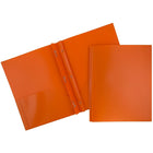JAM Paper Plastic POP Two Pocket Clasp School Folders with Prong Clip Fasteners, Orange, 12 Pack (382ECorg)-Size: 9" x 12"