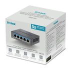 D-Link 5-Port Multi-Gigabit Unmanaged Switch-Metal housing and fanless design help improve heat dissipation, durability and allows quiet operation