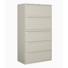 Global 5 Drawer Filing Cabnet, Business Grey-Four fixed front drawers plus top drawer with receding door and roll-out shelf