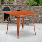 Table carrée en métal de 31,5 po pour intérieur/extérieur, cuivre (ET-CT002-1-POC-GG)-Taille du plateau: carré de 31,5 po