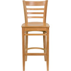 Flash Furniture HERCULES Series Ladder Back Natural Wood Restaurant Barstools - 2 Pack-Set of 2 Wood Dining Bar Stools