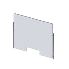 Mark Maker Rod Sneeze Guard - 35.5" W x 31.5"H panel 1/4" Clear Acrylic and 24" high aluminum rod set - with 4"x12" pass through-Optimal social distancing between two groups of people