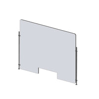 Mark Maker Rod Sneeze Guard - 35.5" W x 31.5"H panel 1/4" Clear Acrylic and 24" high aluminum rod set - with 4"x12" pass through-Optimal social distancing between two groups of people