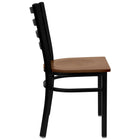 Flash Furniture HERCULES Series Black Ladder Back Metal Restaurant Chair - Cherry Wood Seat - 2 Pack-Cherry Finished Wood Seat