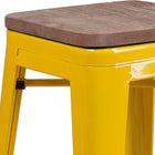 Flash Furniture 24" High Backless Metal Counter Height Stool with Square Wood Seat - Yellow-Stack Quantity: 4-8