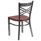 Flash Furniture - Chaise de restaurant en métal de la série HERCULES avec dossier en croix à enduit lustré-Siège en bois fini cerisier