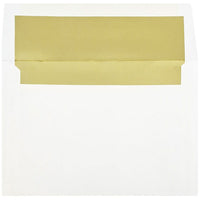 JAM Paper A8 Foil Lined Envelopes, 5.5 x 8.125, White with Gold Lining, 100 Pack (3243664g)-White with gold foil