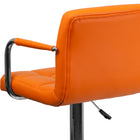 Flash Furniture Contemporary Orange Quilted Vinyl Adjustable Height Barstool with Arms & Chrome Base-CA117 Fire Retardant Foam