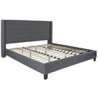 Flash Furniture Riverdale King Size Tufted Upholstered Platform Bed - Dark Grey Fabric-Panel Headboard
