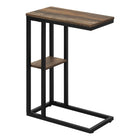 Monarch Specialties 3673 Accent Table - 25"H/Brown Reclaimed-Look/Black Metal-C-shaped accent table with a base that can be slid underneath sofas for convenience