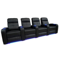 Valencia Verona Top Grain Leather Home Theatre Power Recliner, 4-Seats, Black (4-BLK-P-R)-Wrapped in Premium Top Grain 9000 Leather, extremely supple and ultra durable, for the ultimate experience in luxury