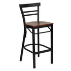 Flash Furniture HERCULES Series Black Two-Slat Ladder Back Metal Restaurant Barstool - Cherry Wood Seat-500 lb. Weight Capacity