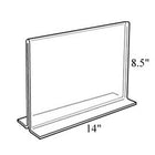 Azar Displays – Porte-affiche horizontal recto/verso en acrylique sur pied, 8,5 x 14 po, transparent, 10/paquet (152707)-Présentez des renseignements importants de deux angles distincts