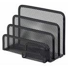 Staples Metal Mesh Letter Holder - 4-Slots - Black-3 step slots for envelopes and mail; 1 small compartment for small items, such as business cards