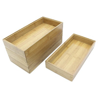 Cathay Importers Bamboo Stackable Rect Organizer 12"W x 6"D x 2"H - Natural - 4 Pack-Dimensions: 2" H x 12" W x 6" D. Sold as a set of 4. Baskets are the same size