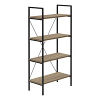 Monarch Specialties 7800 48"H Bookcase - Dark Taupe/Black Metal-This bookcase, finished in a dark taupe wood-look laminate has a space-saving design and 4 shelves for maximum versatility.