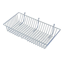 Wamaco Slatwall/Gridwall Wire Basket - 24"W x 12"D x 4"H - White - 2 Pack-Size: 24"W x 12"D x 4"H