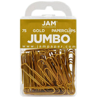 JAM Paper Coloured Jumbo Paper Clips, Large, Gold, 75 Pack (21832060)-Size: 2 Inches (Large/Jumbo)
