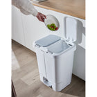 Step N' Sort Dual Trash and Recycling Bin - 40 L - White-Easy to remove bins with large ergonomic handles