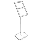 Azar Displays Angled Snap Frame Floor Display, 11" x 17" (300242-SLV)-Stands on a Straight Metal Pole Base & Frame Can be Used Vertically or Horizontally