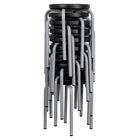 Flash Furniture Stackable Stool with Black Seat & Silver Powder Coated Frame-Stacks up to 15 High
